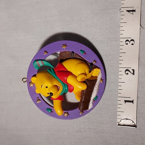 Winnie The Pooh Vintage Hanging Christmas Ornament Winnie The Pooh on Sled - Picture 2 of 4
